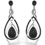 4.36 Carat Round Cut Pave Setting Black And White Diamond Dangle Earring 