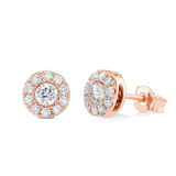 1.05 Carat Round Cut Halo Prong Setting Lab Diamond Stud Earings In Rose Gold