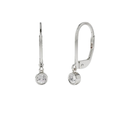 0.50 Carat Bezel Set Diamond Drop Earrings In White Gold