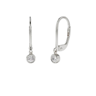 0.50 Carat Round Cut Bezel Set Diamond Drop Earrings In White Gold