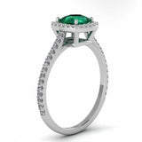 3.51 Carat Cushion Cut Halo Channel Setting Emerald Gemstone Ring