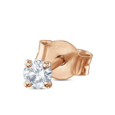 1 Carat Round Shaped Solitaire Diamond Studs In Rose Gold