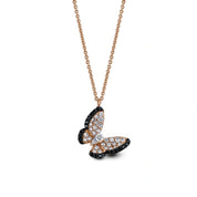 1.43 Ct Round Cut Diamond Black & White Diamond Butterfly Pendant
