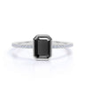 1.22 Ct Emerald Cut Bezel Setting Black And White Diamond Ring In White Gold 