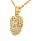 2.50 Carat Round Shaped Iron Man Helmet Lab Diamond Pendant In Yellow Gold