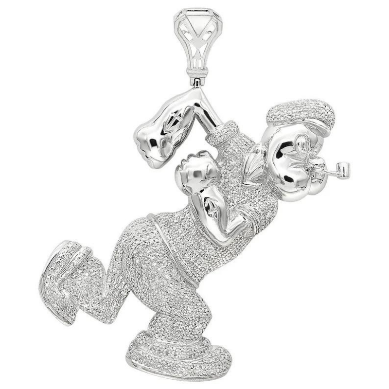 5 Carat Round diamond Pave Set Popeye Lab Diamond Pendant 950 Platinum Natural Diamond