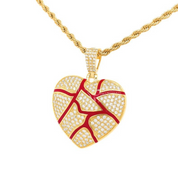 1.40 Ct Round Cut Pave Set Heart Broken Design Lab Diamond Pendant 18K Rose Gold Natural Diamond