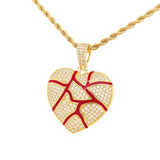 1.40 Carat Round Cut Pave Setting Heart Broken Design Diamond Pendant in Yellow Gold