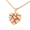 1.40 Carat Round Cut Pave Setting Heart Broken Design Diamond Pendant in Yellow Gold