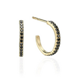 Black Diamond Hoop Earrings for Women's