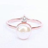 1.19 Carat Pearl And Diamond Bridal Set Ring In White Gold 