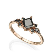 2 Ct Princess Cut Prong Set Black Diamond Engagement Ring 18K Rose Gold Black Diamond Engagement Ring