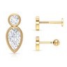 0.4 Carat Round & Pear Shape Bezel Lab Diamond Stud Earrings in Yellow Gold