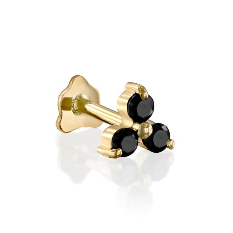 0.60 Ct Black Diamond 3 Stone Stud Earrings for Women 950 Platinum