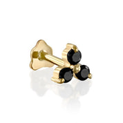 0.60 Ct Black Diamond 3 Stone Stud Earrings for Women