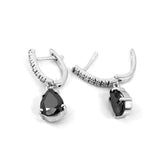 6.34 Carat Pear Shape Prong Setting Black And White Diamond Dangle Earrings 