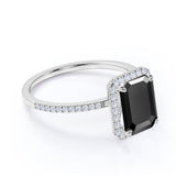 1.75 Carat Emerald Cut Black And White Diamond Ring