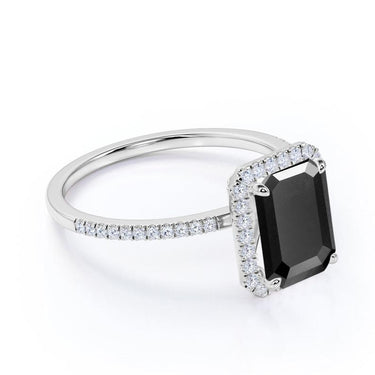 1.75 Carat Emerald Cut Black And White Diamond Ring