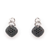 1 Ct Round Cut Black Diamond Drop Earrings