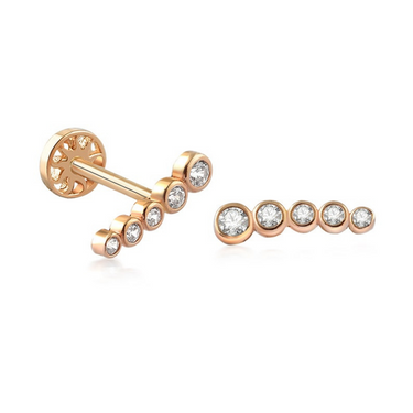 0.40 Ct Bezel Seting Diamond Stud Earrings In Rose Gold 