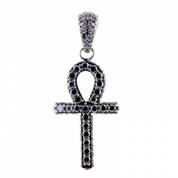 3 Ct Round Cut Diamond Black Diamond Cross Pendant in White Gold 950 Platinum