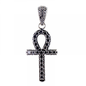 3 Ct Round Cut Diamond Black Diamond Cross Pendant in White Gold 950 Platinum
