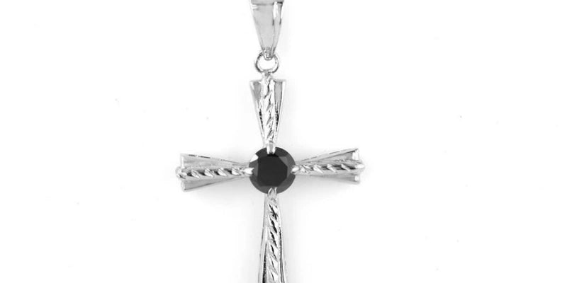 1.01 Ct Solitaire Prong Setting Black Diamond Cross Pendant