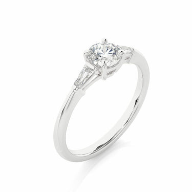 1Ct Round & Baguette Diamond Ring Crafted In White Gold