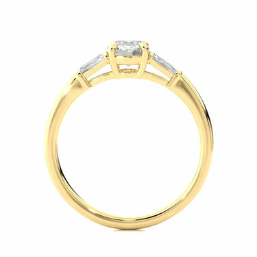 1Ct Round & Baguette Diamond Ring In 14K Yellow Gold