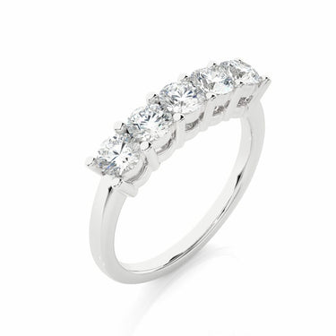 1 Ct Round Cut Prong Setting Lab Diamond 5 Stone Wedding Band In White Gold