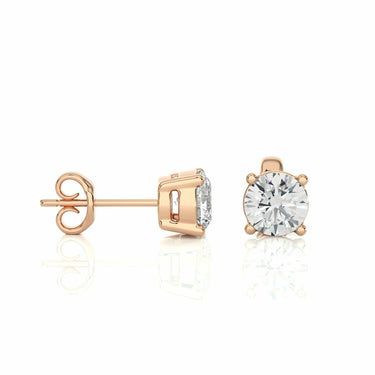 1 Ct Round Prong Setting Diamond Stud Earrings In Rose Gold