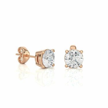 Boucles d'oreilles à tige diamant serti griffes rondes 1 ct en or rose 