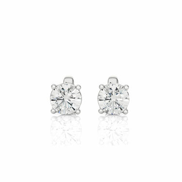 1 Ct Round Prong Setting Diamond Stud Earrings In White Gold