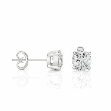 1 Ct Round Prong Setting Diamond Stud Earrings In White Gold