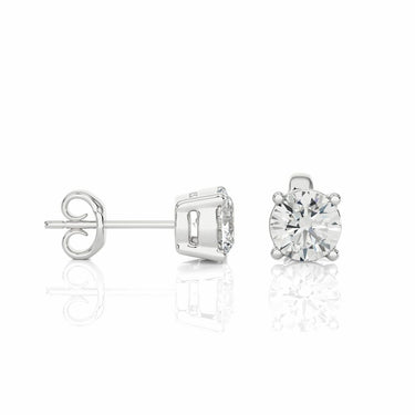 1 Ct Round Cut Prong Set Lab Diamond Stud Earrings In White Gold