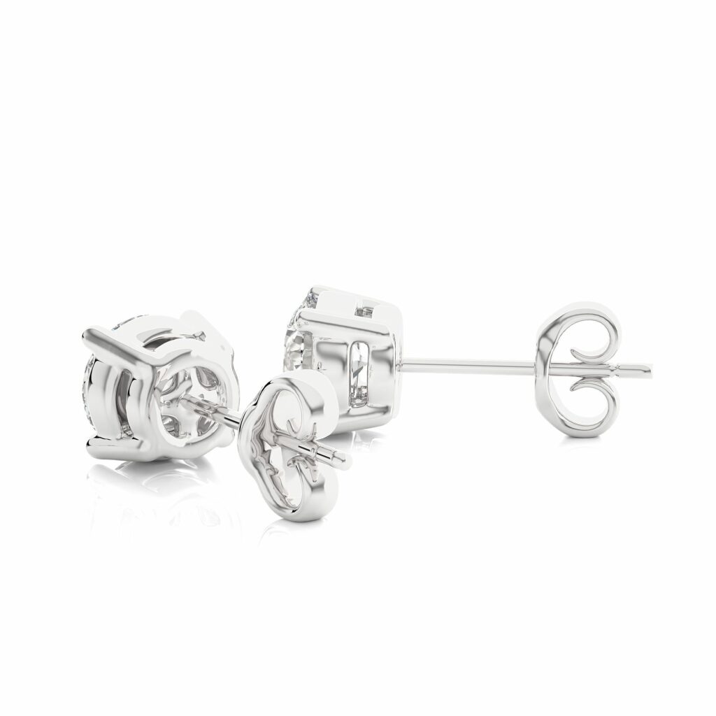 1 Ct Round Prong Setting Diamond Stud Earrings In White Gold