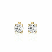 1 Ct Round Cut Prong Set Lab Diamond Stud Earrings In White Gold Yellow