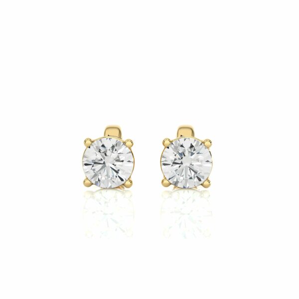 1 Ct Round Cut Prong Set Lab Diamond Stud Earrings In White Gold Yellow