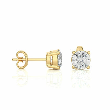 1 Ct Round Prong Setting Diamond Stud Earrings In Yellow Gold