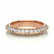 1 Ct Round Cut Knife Edge Diamond Eternity Wedding Band in White Gold Rose Diamond Wedding Bands