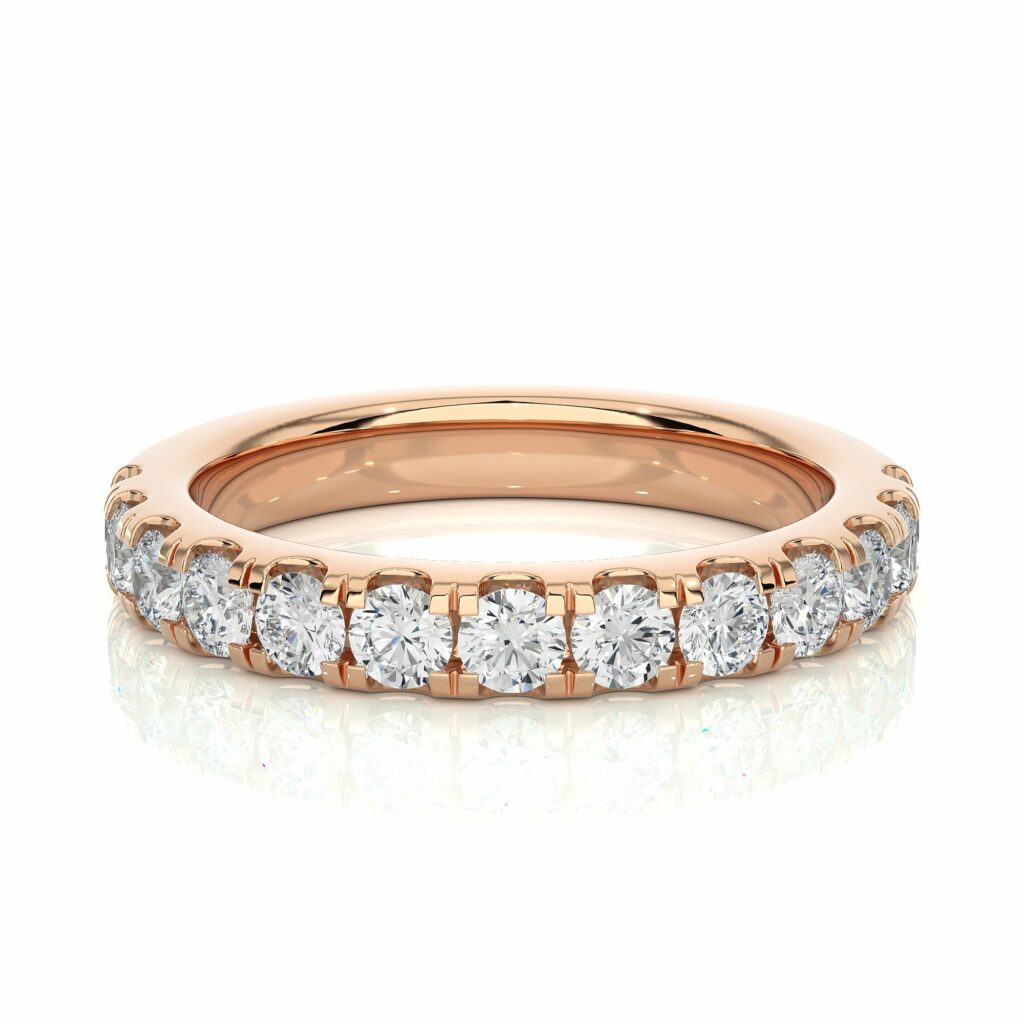 1ct Round Cut Diamond Eternity Band In Yellow Gold For Women Rose
