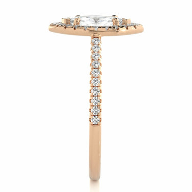 0.90 Ct Marquise Halo Engagement Ring Rose Gold
