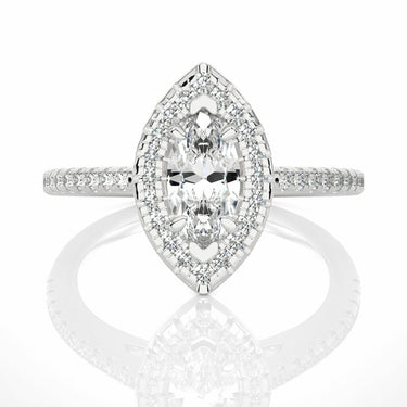 0.90 Ct Marquise Cut Halo Diamond Engagement Ring In White Gold