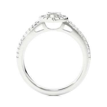 0.90 Ct Marquise Cut Prong Set Halo Lab Diamond Engagement Ring In White Gold