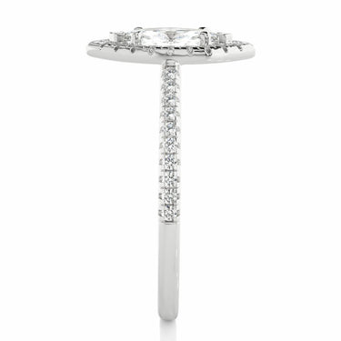 0.90 Ct Marquise Cut Prong Set Halo Lab Diamond Engagement Ring In White Gold