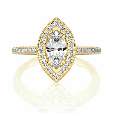 0.90 Ct Marquise Halo Engagement Ring Yellow Gold