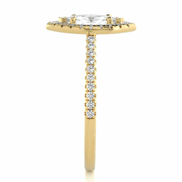 0.90 Ct Marquise Halo Engagement Ring Yellow Gold