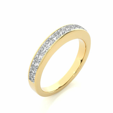 1 Ct Princess Cut Bezel Setting Diamond Wedding Band In Yellow Gold