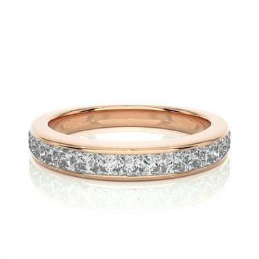 1 Ct Princess Cut Bezel Setting Diamond Wedding Band In Rose Gold