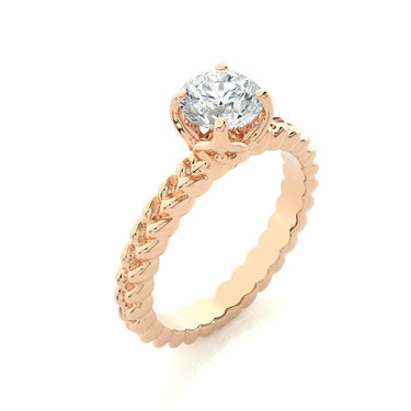 Anillo de compromiso de diamantes con engarce de punta solitario de talla redonda de 1 qt en oro rosa 